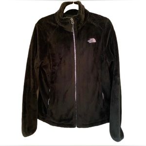 North Face fleece zip up black with purple detail large excellent used